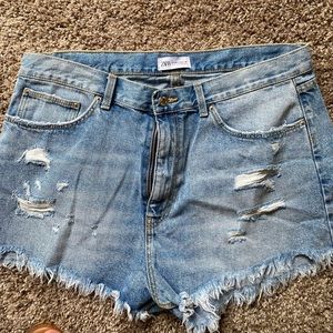 Zara Denim Shorts Light Wash Size US 14